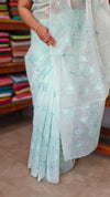 Sea Green Embroidered Net Kota Saree - WQ80