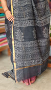 Black Block Printed Kota Doria Saree - SQ39