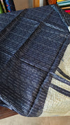 Navy Blue and Cream Abstract Printed Tussar Silk Saree - HSN4