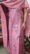Blush Pink Semi Tussar Suit with Cross Stitch Embroidery - MTV6