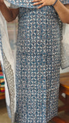 Indigo and White Cotton Applique Work Suit - B