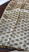 Black and White Striped Chanderi Silk Saree - MK58