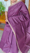 Plum shade Chanderi Tussar Silk Saree - ANX19