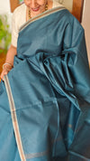 Classic Blue Chanderi Tussar Silk Saree - ANX19 - 2