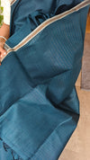Classic Blue Chanderi Tussar Silk Saree - ANX19 - 2