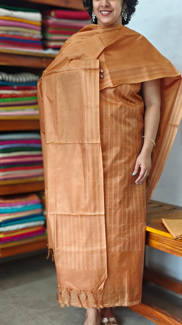 Mustard Woven Noel Tussar Silk Suit - MNT4