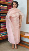 Peach Net Kota Suit with Applique Work - 84D3