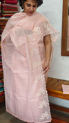 Peach Net Kota Suit with Applique Work - 84D3