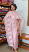 Pink Net Kota Suit with Applique Work - 84D3