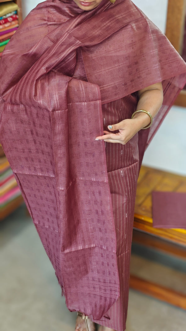 Dark Mauve Woven Semi Silk Suit - EW79