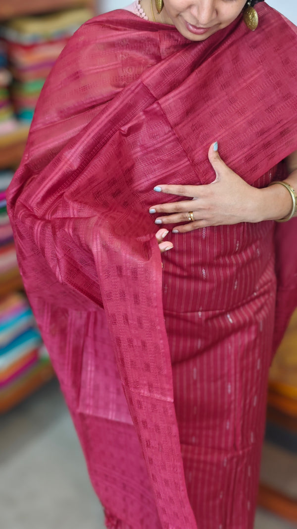 Maroon Woven Semi Silk Suit - EW79 - B