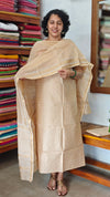 Beige and Golden Block Printed Chanderi Silk Suit - MC059