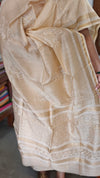 Beige and Golden Block Printed Chanderi Silk Suit - MC059