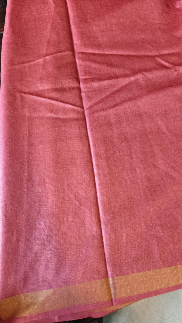 Burnt Peach Pure Moonga Silk Saree - SM32