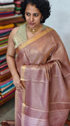 Golden Mauve Pure Moonga Tissue Silk Saree - SM32