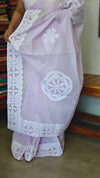 Lavender Organdy Saree with Cotton Applique - 7188