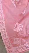 Peach Organdy Saree with Cotton Applique - 7188