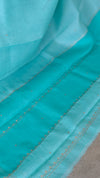 Cyan Blue Kota Saree with Hand Pita Work - KX45