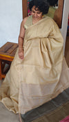 Beige Kota Saree with Hand Pita Work - KX45
