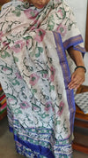 Purple Floral Block Printed Maheshwari Silk Suit - SL291