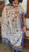 Indigo Floral Block Printed Maheshwari Silk Suit - SL291