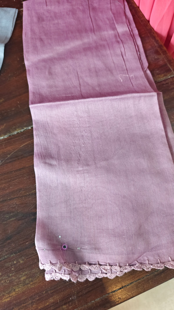 Lilac Super Net Kota Saree with Crochet Work - 9818