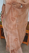 Nude Peach Super Net Kota Saree with Crochet Work - 9818