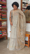 Sandstone Grey Muslin Jamdani Saree - 2971