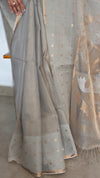 Sandstone Grey Muslin Jamdani Saree - 2971