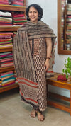 Black and Brick Red Block Printed Cotton Suit