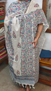 Light Beige Floral Printed Blended Linen Suit - 4 - BD33