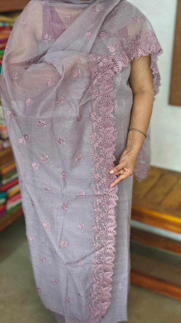 Lavender Linen Suit with Bead Work - FM19