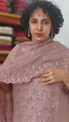 Dusty Rose Linen Suit with Bead Work - FM19