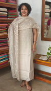 Ivory Beige Linen Suit with Bead Work - FM19