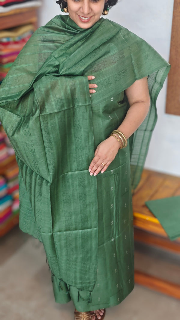 Green Woven Semi Silk Suit - EW79A - B