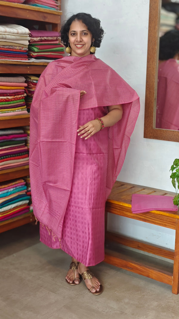 Thulian Pink Woven Semi Silk Suit - EW79A