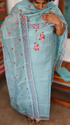 Sky Blue Kota Suit with Bead Work Yoke - K18X