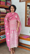 Wild Rose Pink Embroidered Crepe Georgette Suit - 327G
