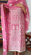 Wild Rose Pink Embroidered Crepe Georgette Suit - 327G