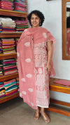 Dusty Peach Embroidered Crepe Georgette Suit - 327G