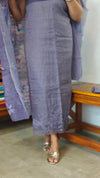 Dusty Lavender Linen Cotton Suit with Cutwork