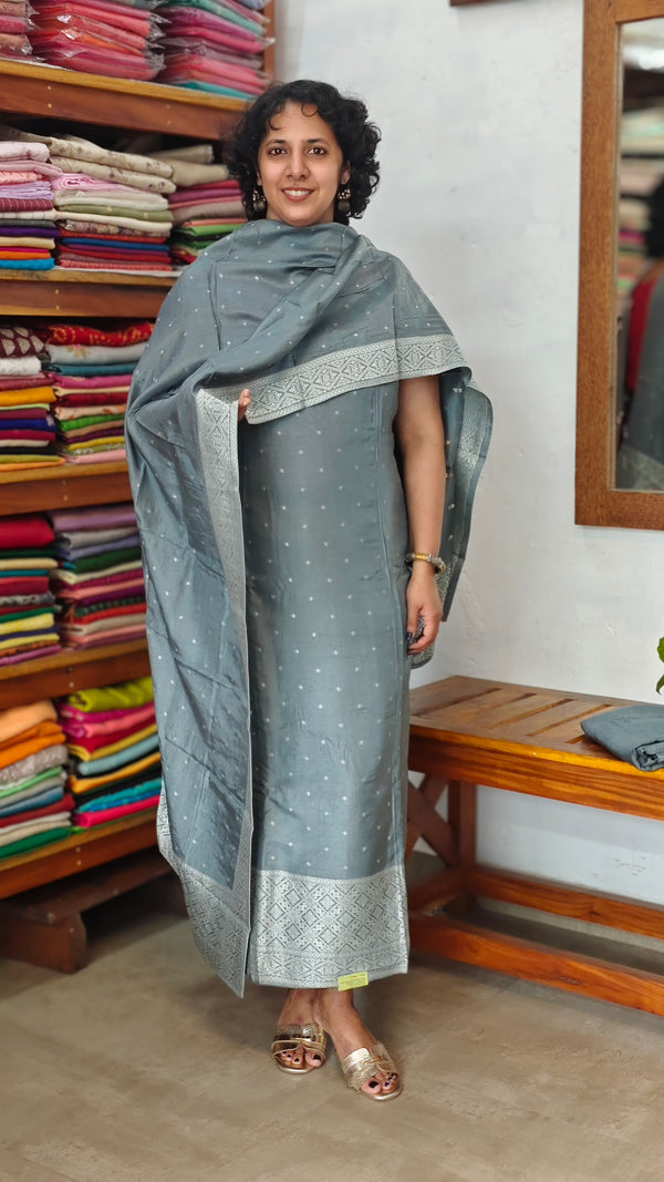 Metaillic Grey Banarasi Suit - 73SC