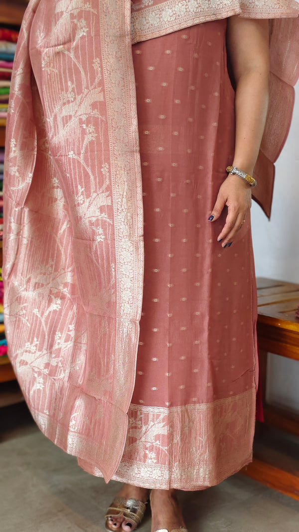 Dusty Mauve Banarasi Suit - 73SC