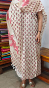 Semi Silk Suit - Beige and Pink - C - ETV9