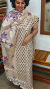 Semi Silk Suit - Beige and Purple - F - ETV9