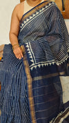 Indigo Maheshwari Silk Saree - BHC91