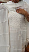 Milky White Muslin Chikankari Suit - SML9