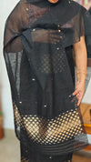 Black Semi Raw Silk Banarasi Suit - 67A1 - B