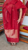 Chilli Red Semi Raw Silk Banarasi Suit - 67A1 - A