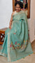 Sea Green Tissue Linen Hand Embroidered Saree - JL396